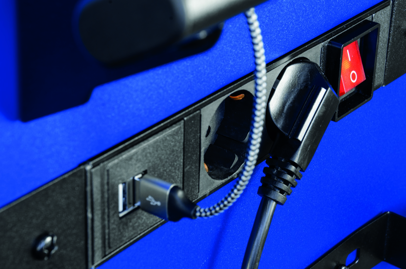 Projahn Werkstattwagen UNIVERSE + E-Power + Werkstattwagenaufsatz UNIVERSE + Dosenhalter + Papierrollenhalter Blau 